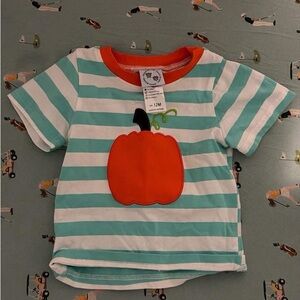 Striped Aqua and Orange Pumpkin Tee for Kids
